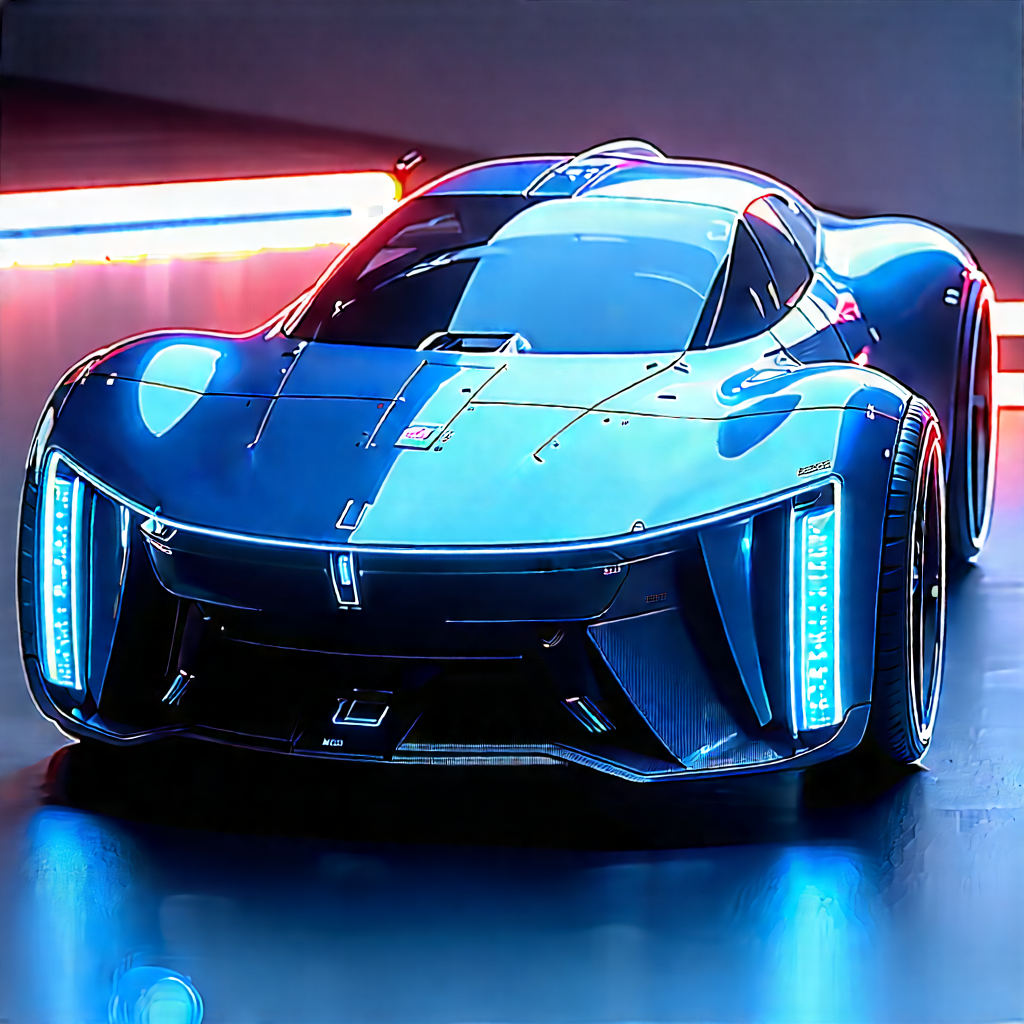 Innovative Electric Vehicle (design:1.21) With Futuristic Blue