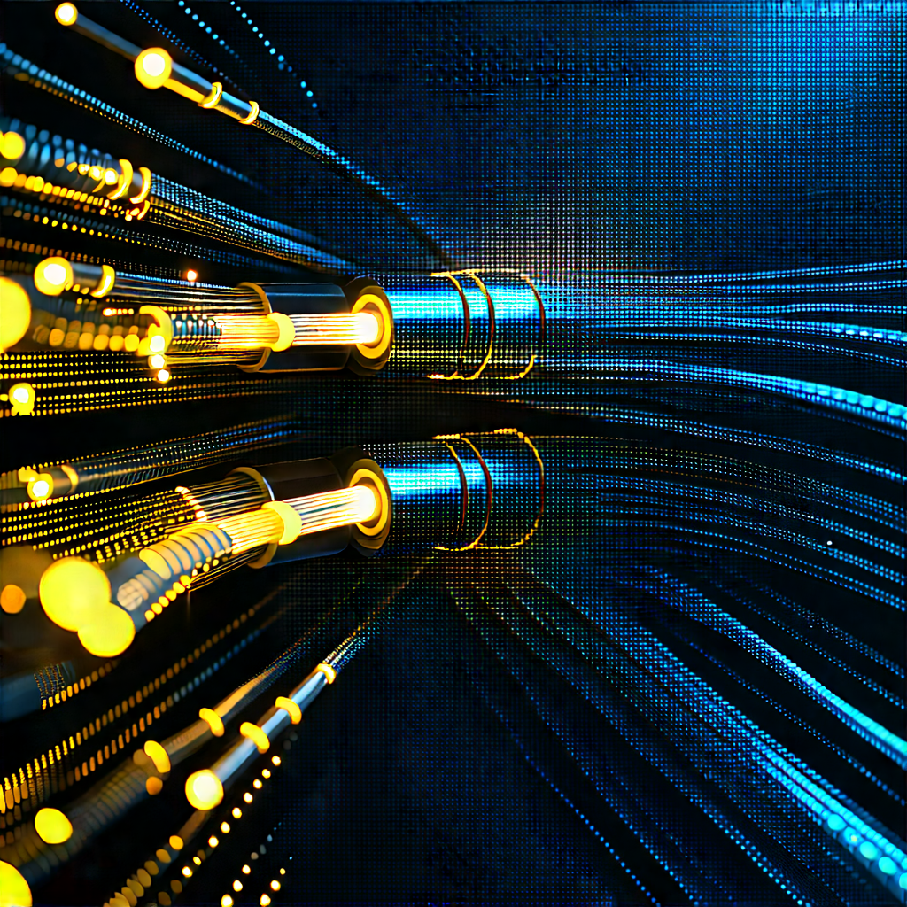 Close-up Of Fiber Optic Cables With Image, There
