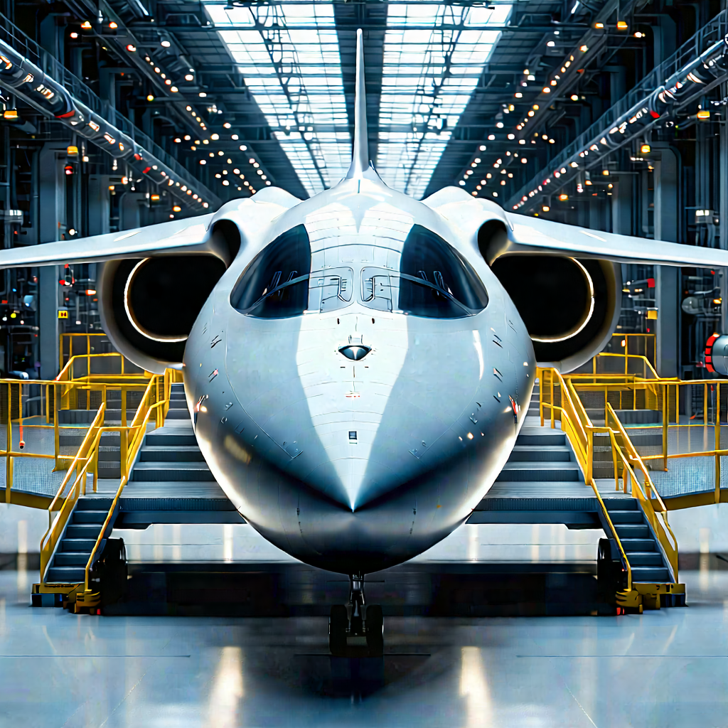 Aerospace Technology In Manufacturing Facility With Large Silver