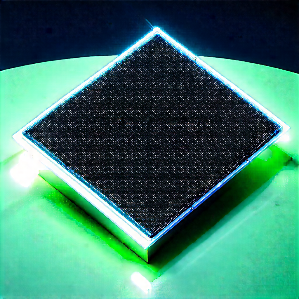 Solar Panel With Neon Accents With Green Square
