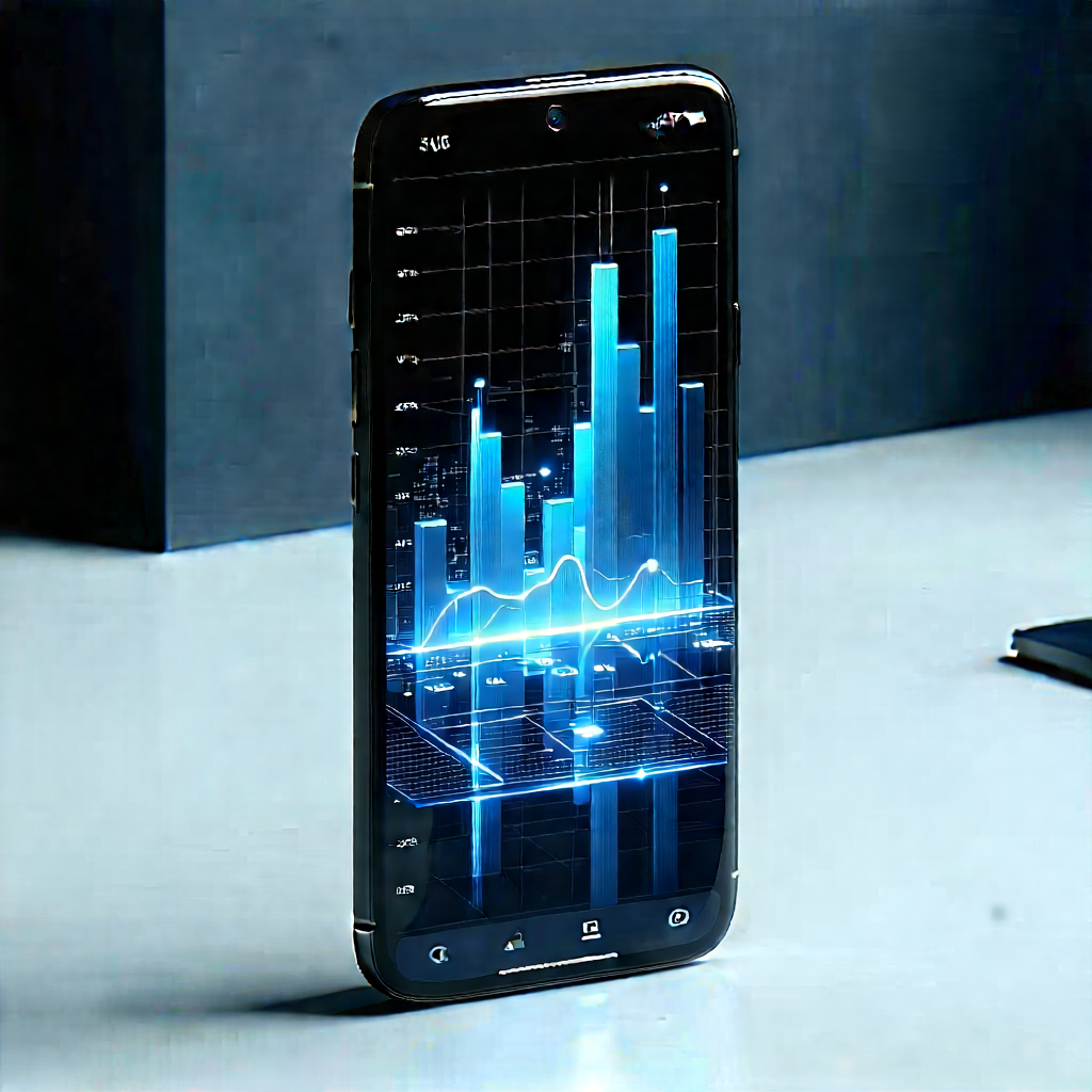 Smartphone With Data Visualization With Black Cell