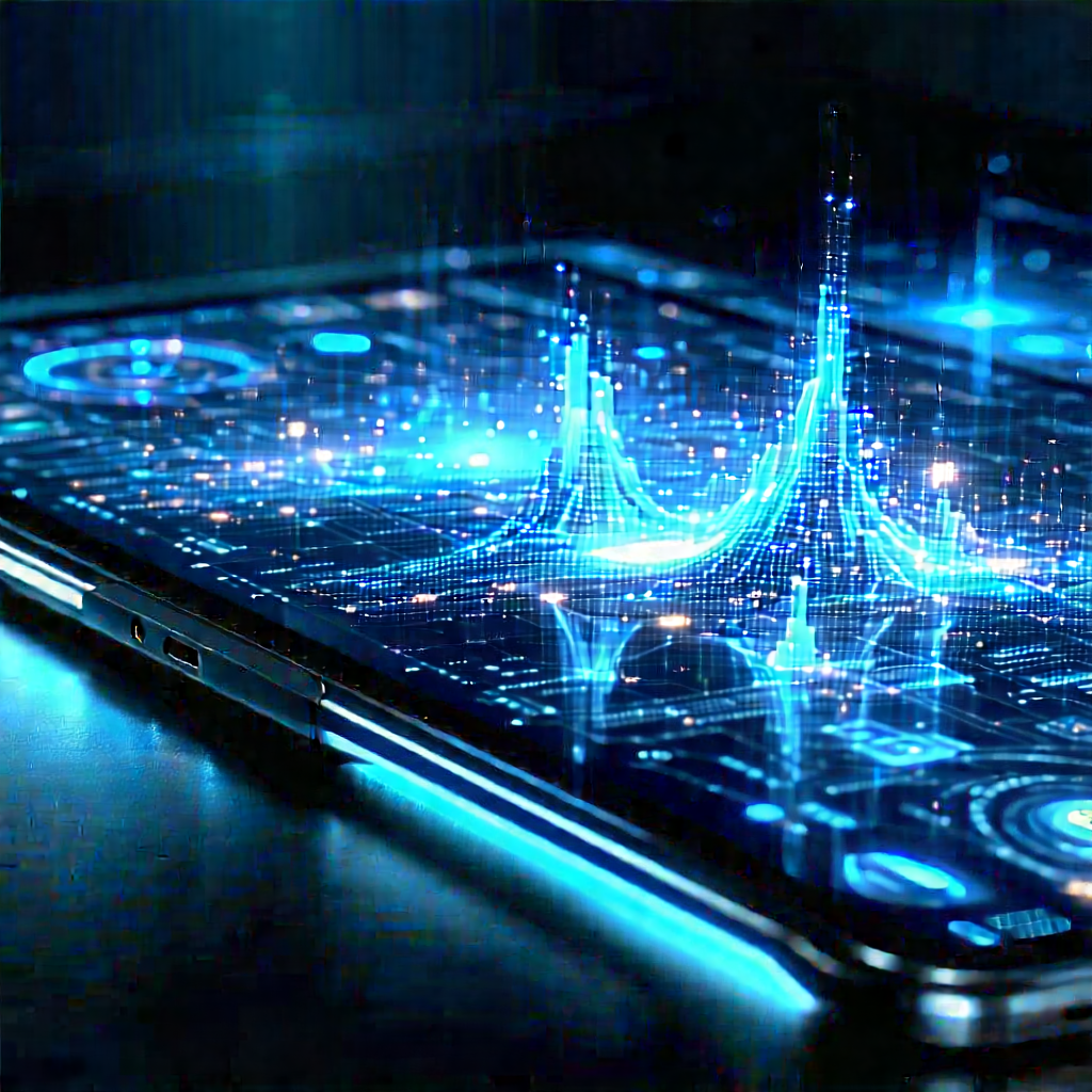 Tablet With Data Visualization With Cell Phone