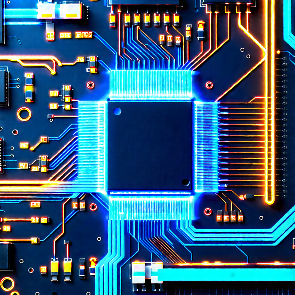 Circuit board with neon accents