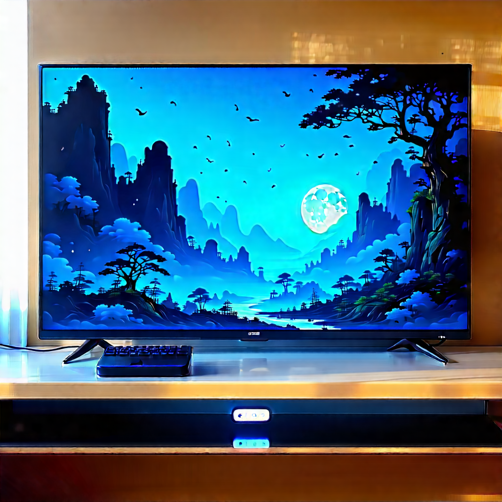 Smart Home Device With Digital Artwork With Flat Screen