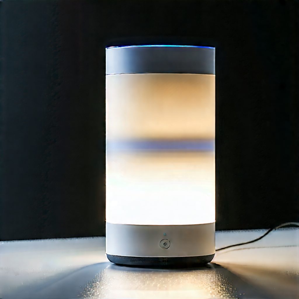 Smart Home Device With Glowing Screen With White Blue