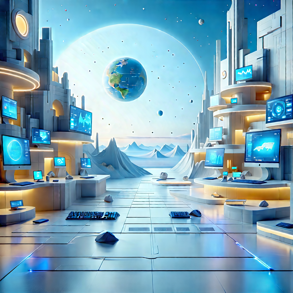Futuristic Digital Workspace With Futuristic Scene,