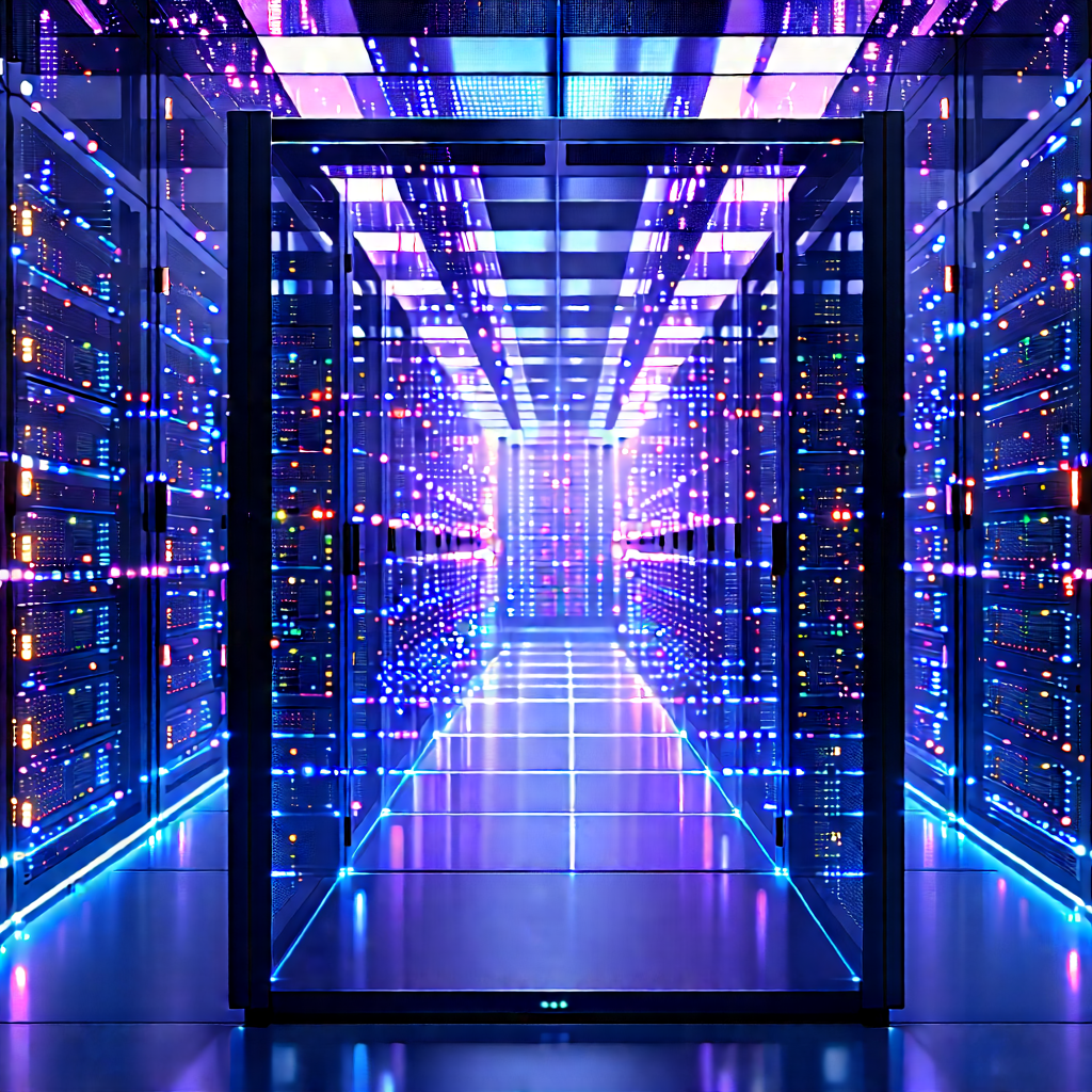 Server Rack With (digital:1.12) Particles With Image, There