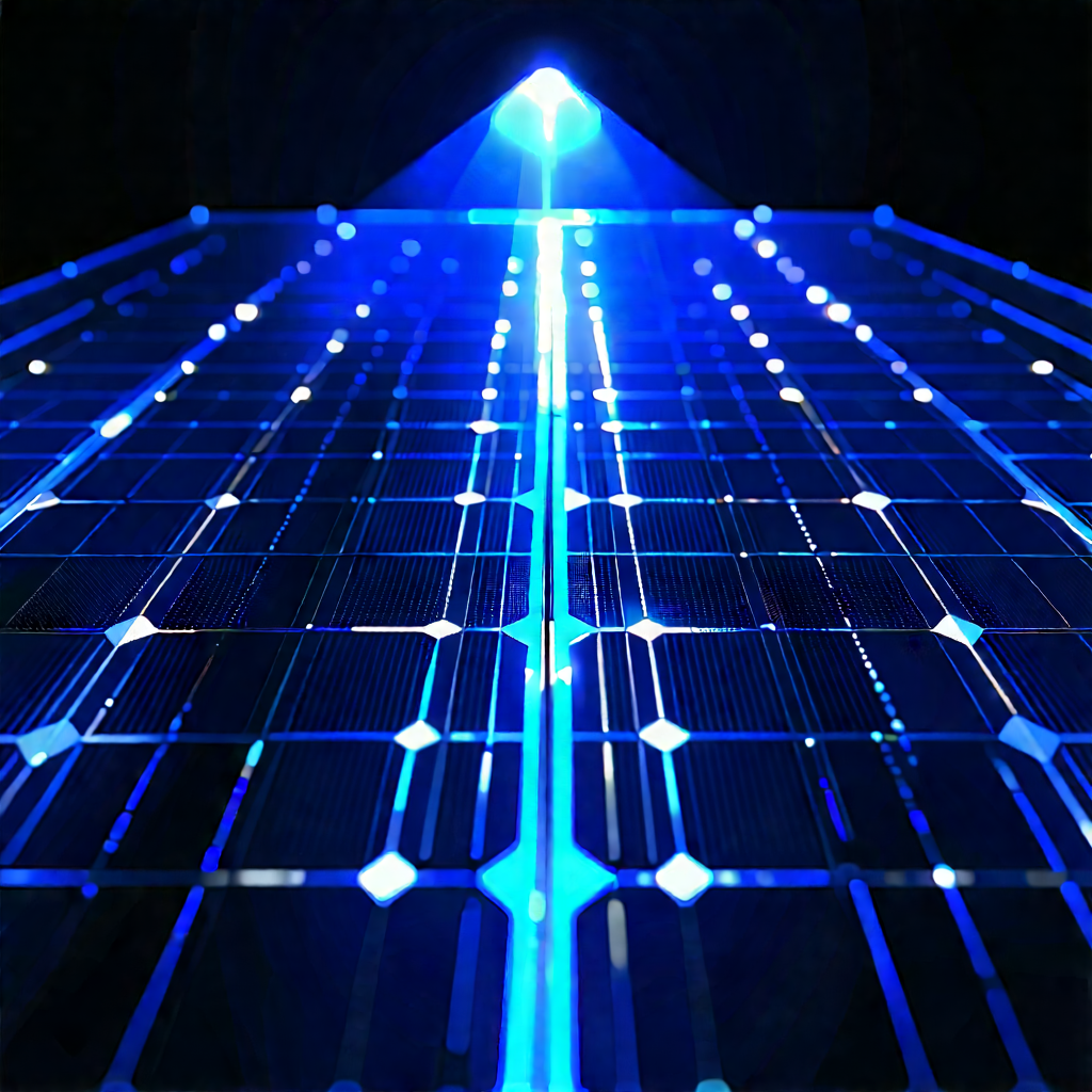 Solar Panel With Holographic Projection With Blue Solar