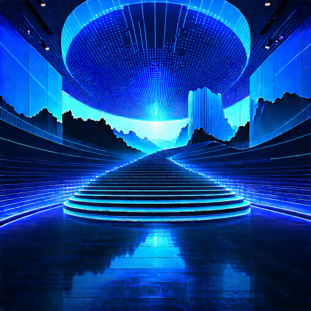 Futuristic Innovation Hub With Large, Blue,