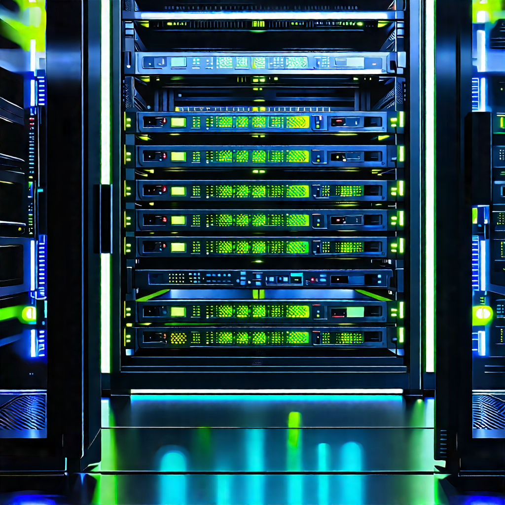 Server rack with neon accents