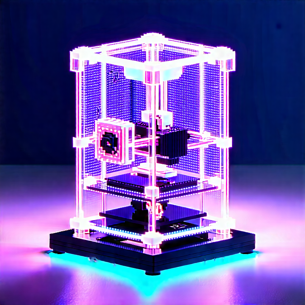 3d Printer With Neon Accents With Purple Green