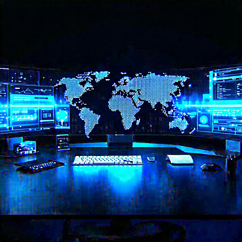Futuristic (digital:1.43) workspace