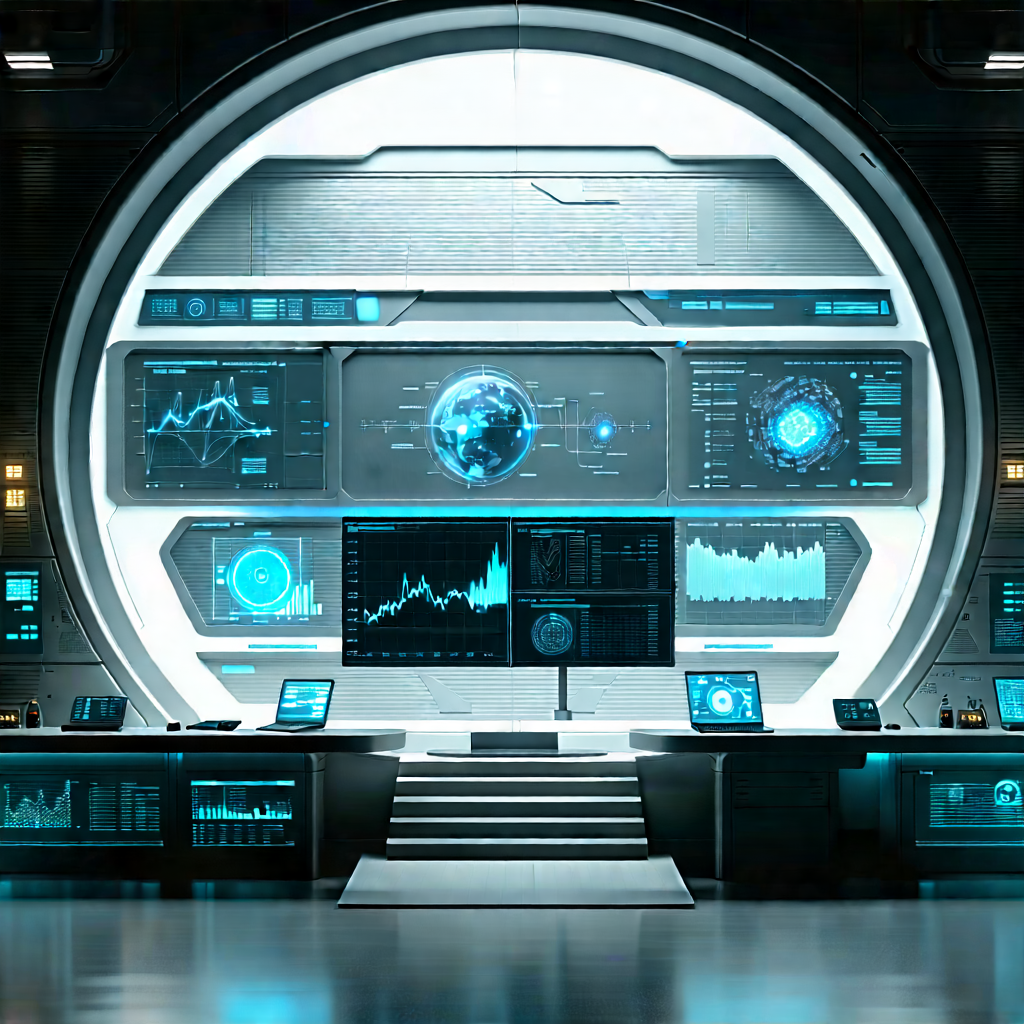 Futuristic Research Laboratory With Image, There