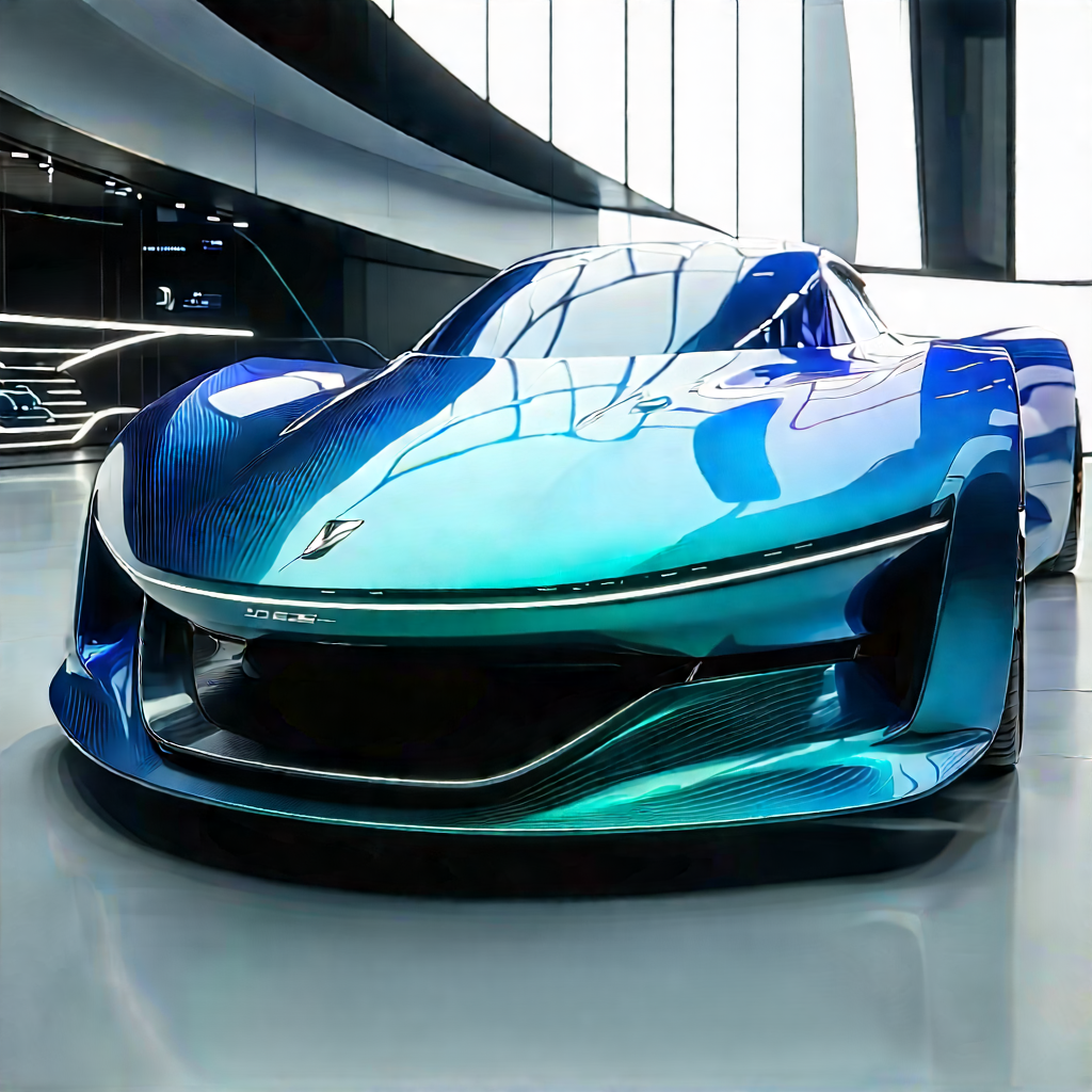 Automotive Technology In Research Center With Blue Sports