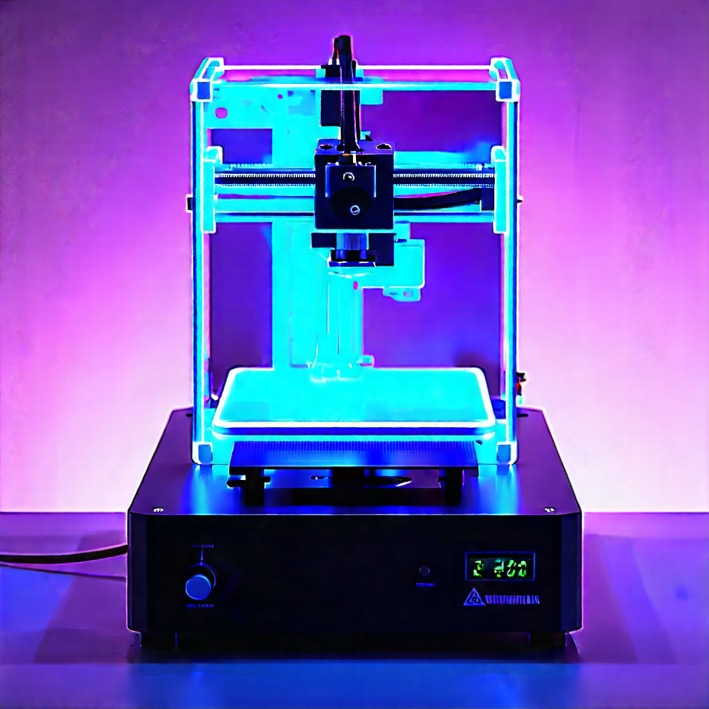 3d Printer With Neon Accents With Blue Purple