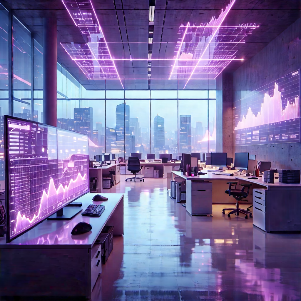 Financial Technology In Tech Office With Image, There