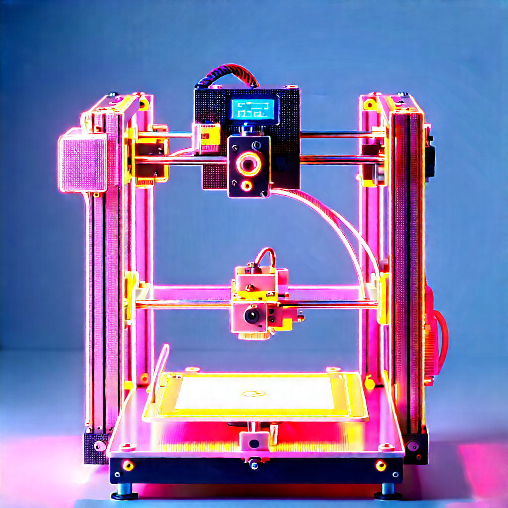 3d Printer With Neon Accents With Printer Shown
