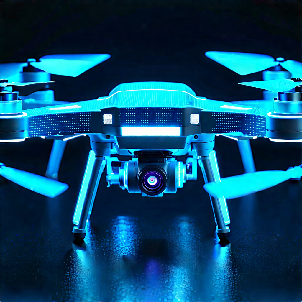 Drone With Glowing Screen With Blue Drone