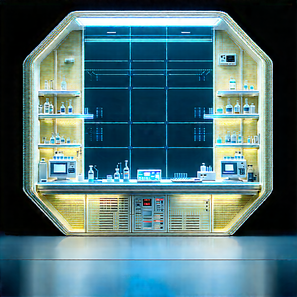 Futuristic Research Laboratory With Image, There