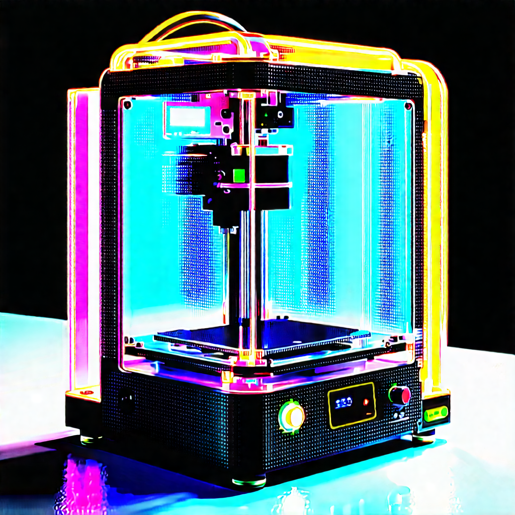 3d Printer With Neon Accents With Printer Sitting