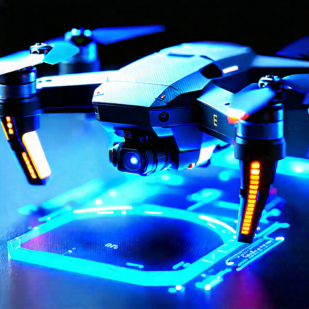 Drone With Holographic Display With Black Drone