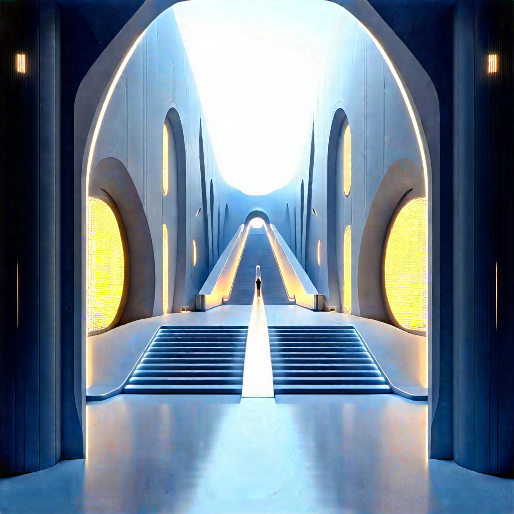Futuristic Innovation Hub With Large, Open,