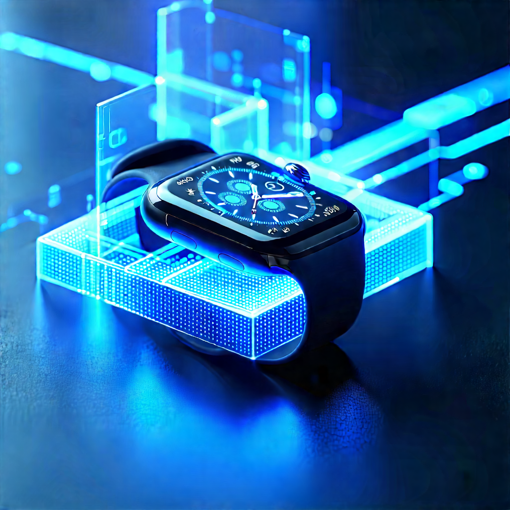 Smart Watch With Holographic Display With Black Blue
