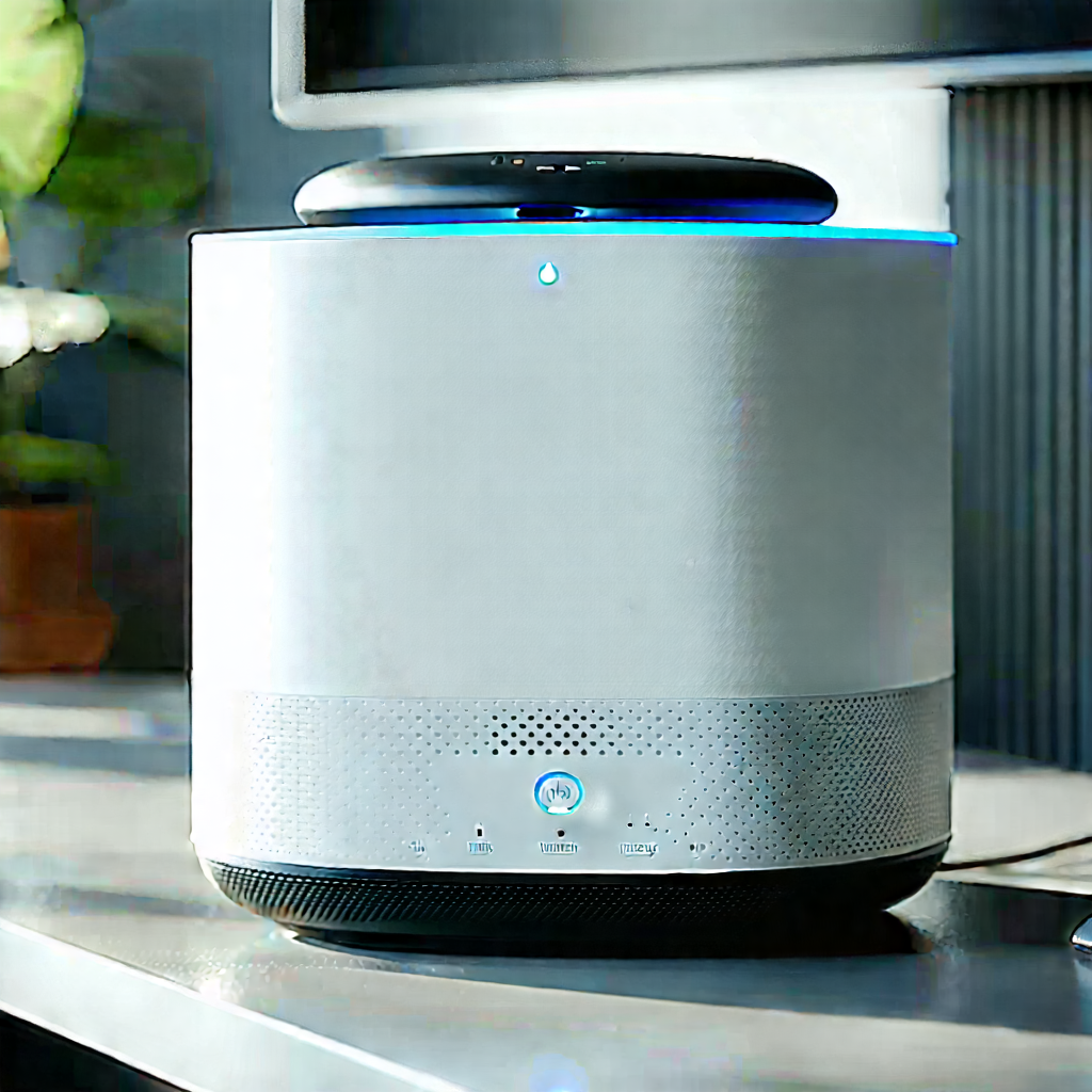 Smart Home Device With (digital:1.43) Artwork With Small, Silver