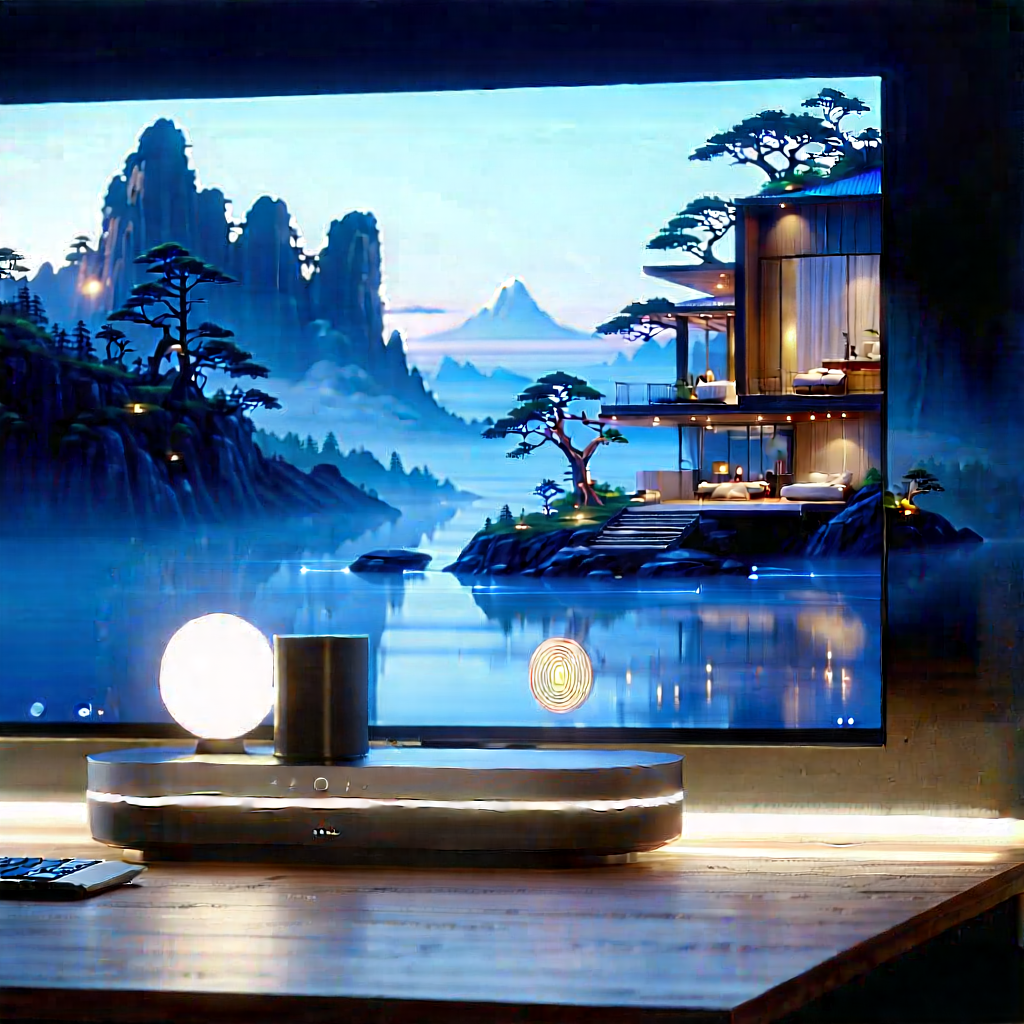Smart Home Device With Digital Artwork With Large Flat