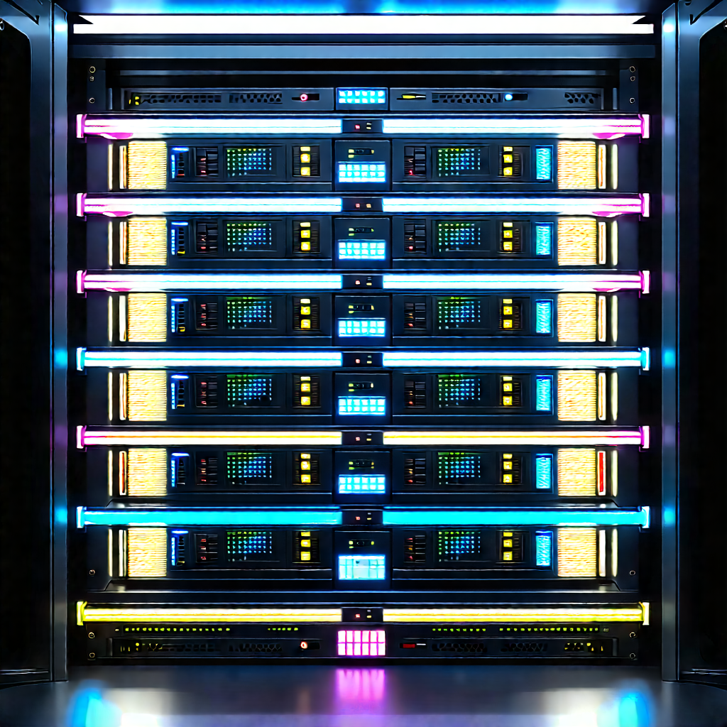 Server rack with neon accents
