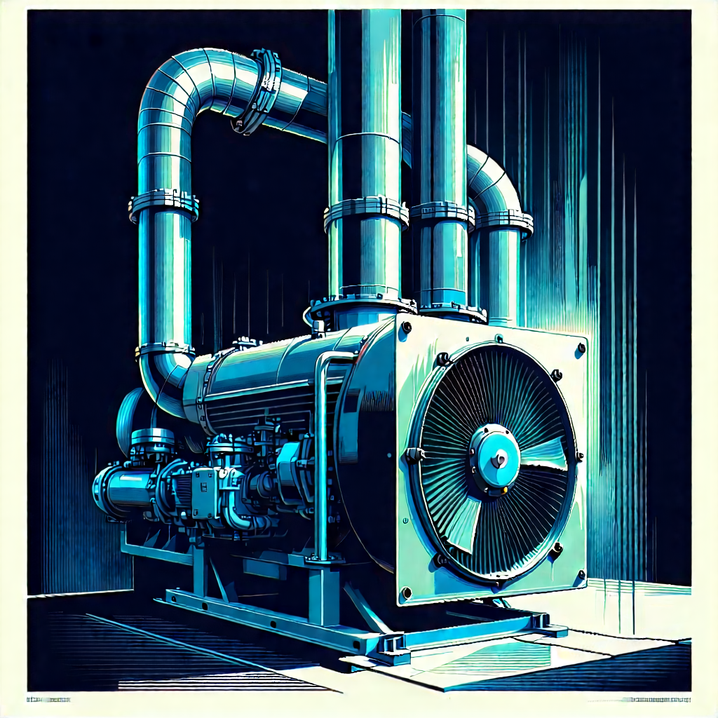 Close-up Of Cooling System With Large Blue