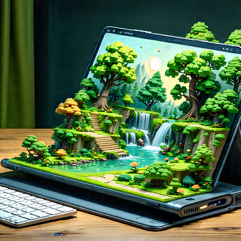 Tablet With Digital Artwork With Laptop Computer