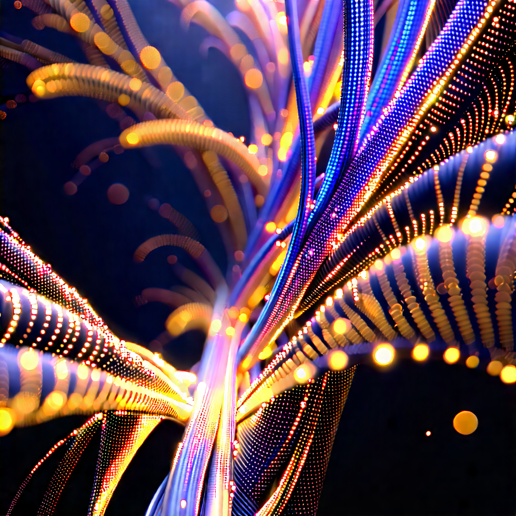 Close-up of fiber optic cables