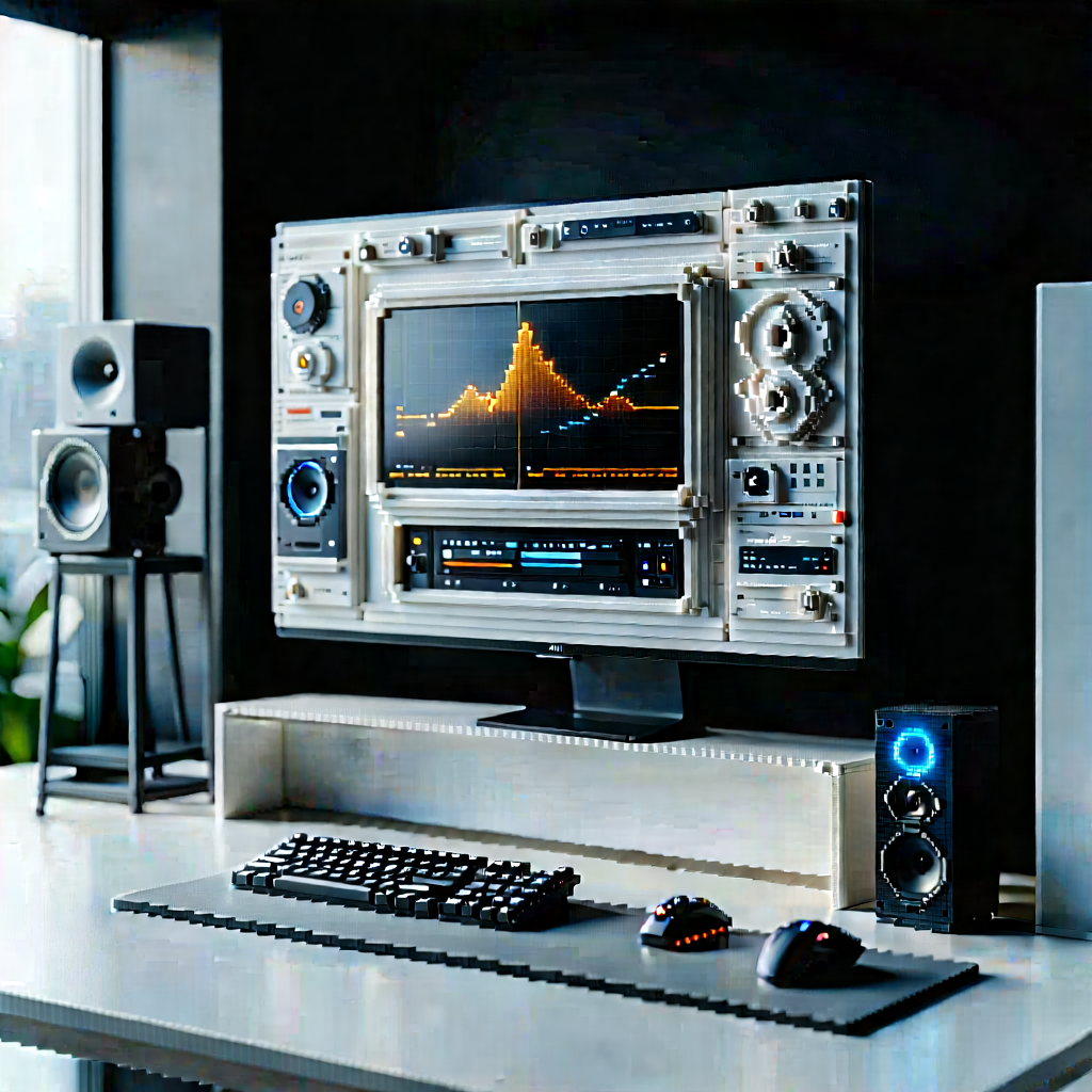 Entertainment Technology In Tech Office With Computer Desk