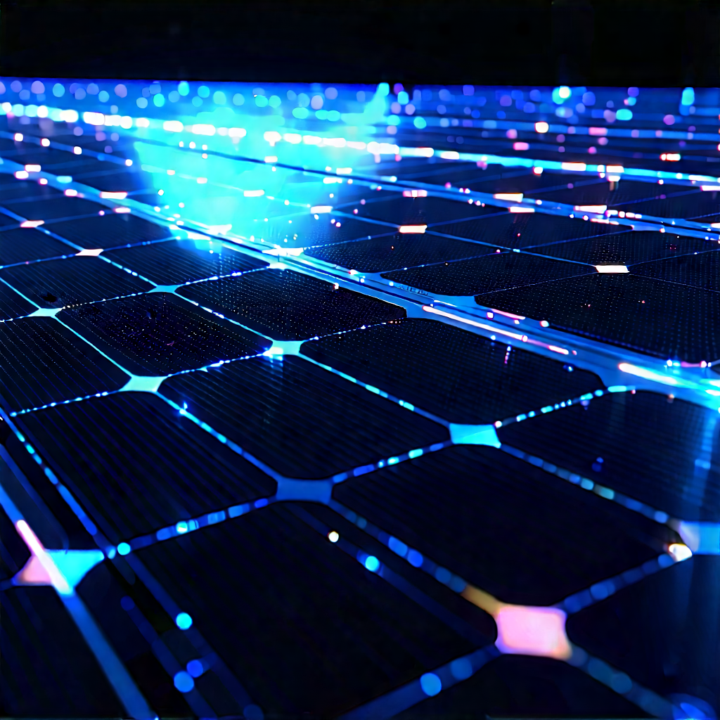 Solar Panel With Neon Accents With Blue Solar