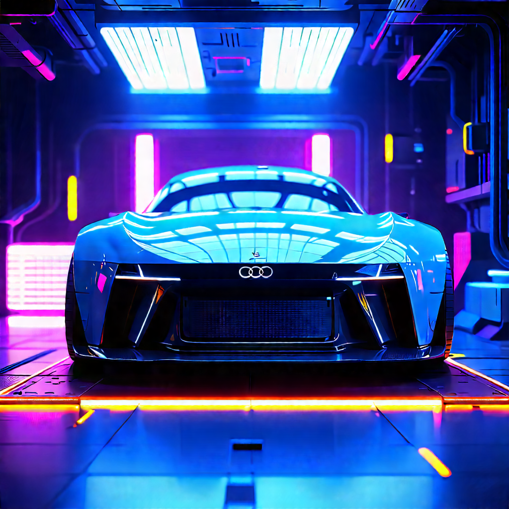 Automotive Technology In (modern:1.45) Laboratory With Blue Parked