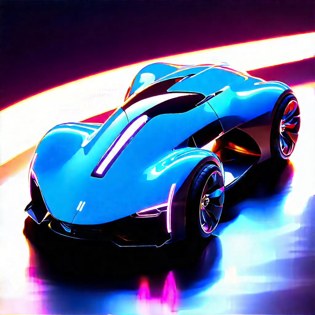 Innovative Electric Vehicle (design:1.19) With Blue Futuristic