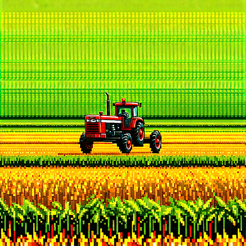 Agricultural Technology In Design Studio With Colorful, Pixelated