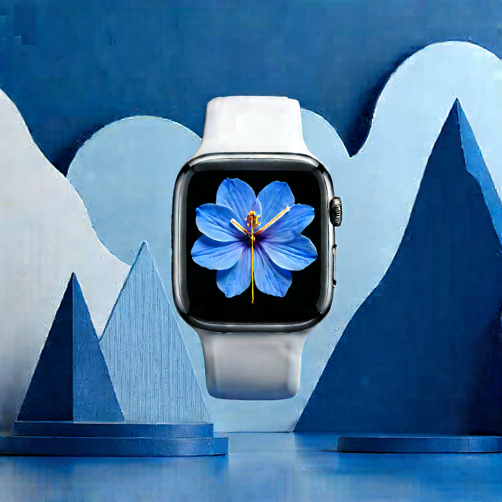 Smart Watch With (digital:1.23) Artwork With Close-up Blue