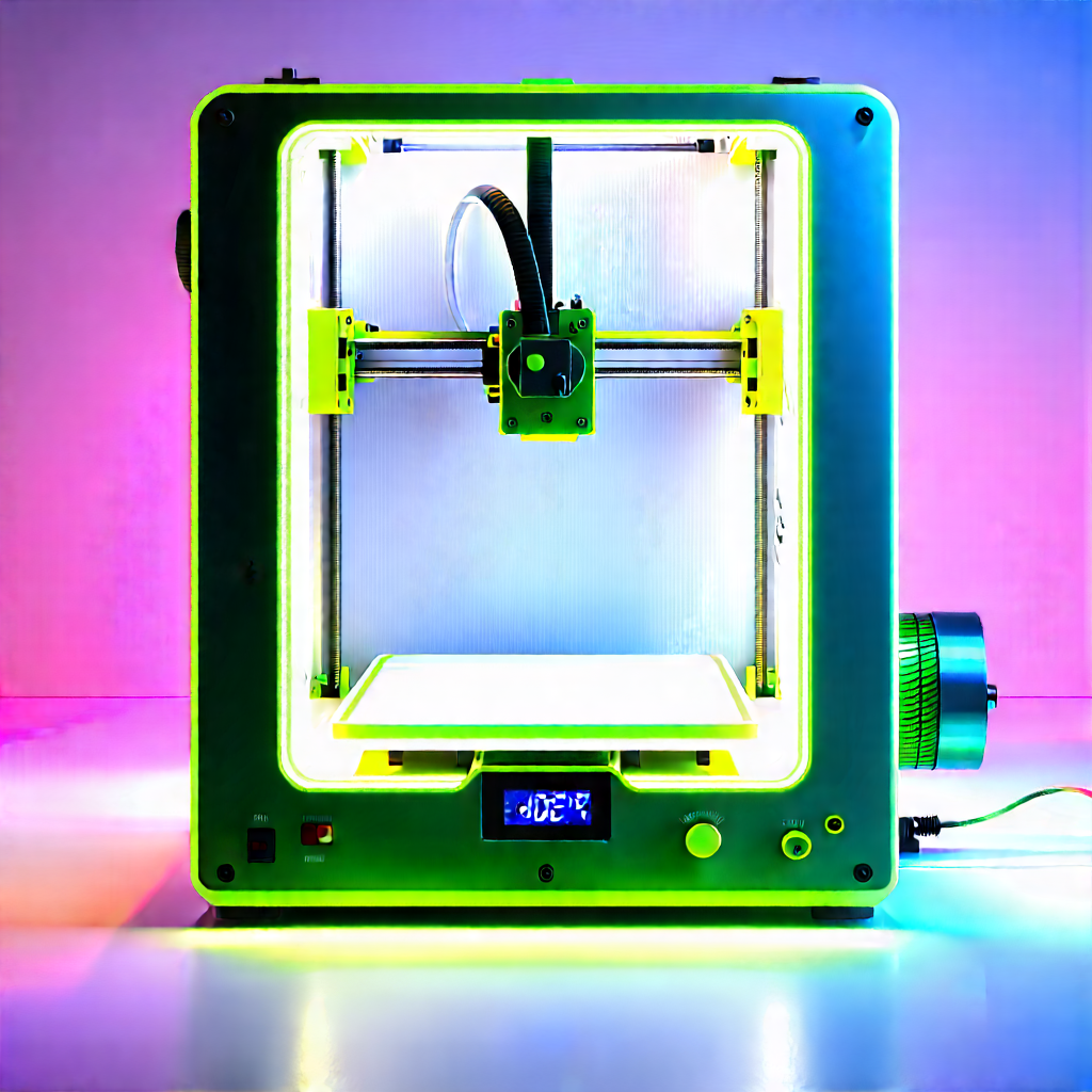 3d printer with neon accents