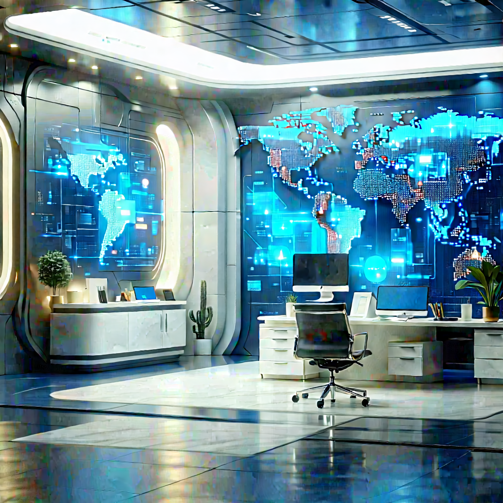 Futuristic Tech Startup Office With Image, There