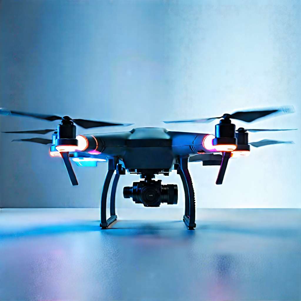 Drone With Glowing Screen With Small Black