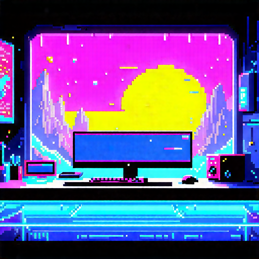 (futuristic:1.22) Digital Workspace With Computer Monitor