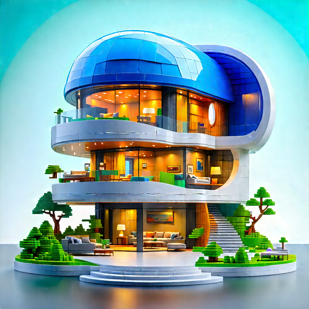 Futuristic Smart Home With Large, Three-story