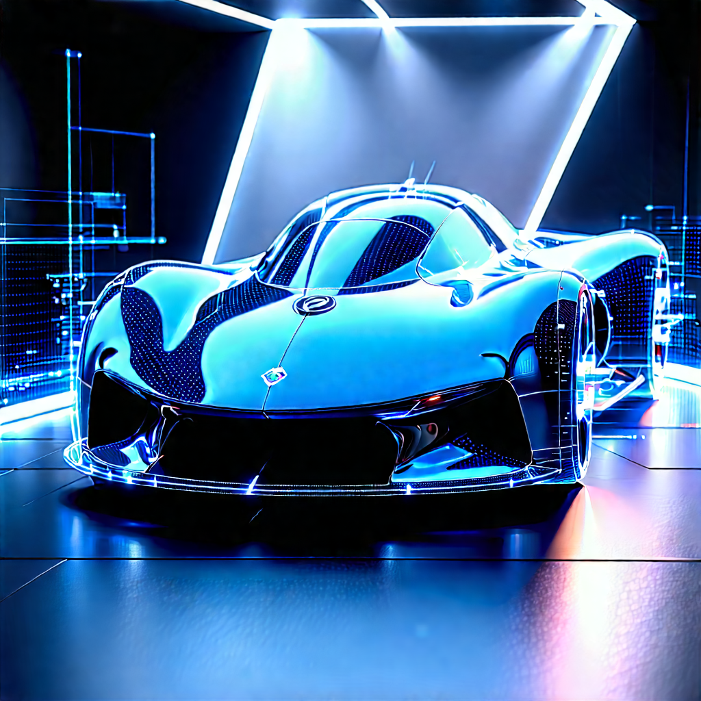 Automotive Technology In Modern Laboratory With Blue Sports