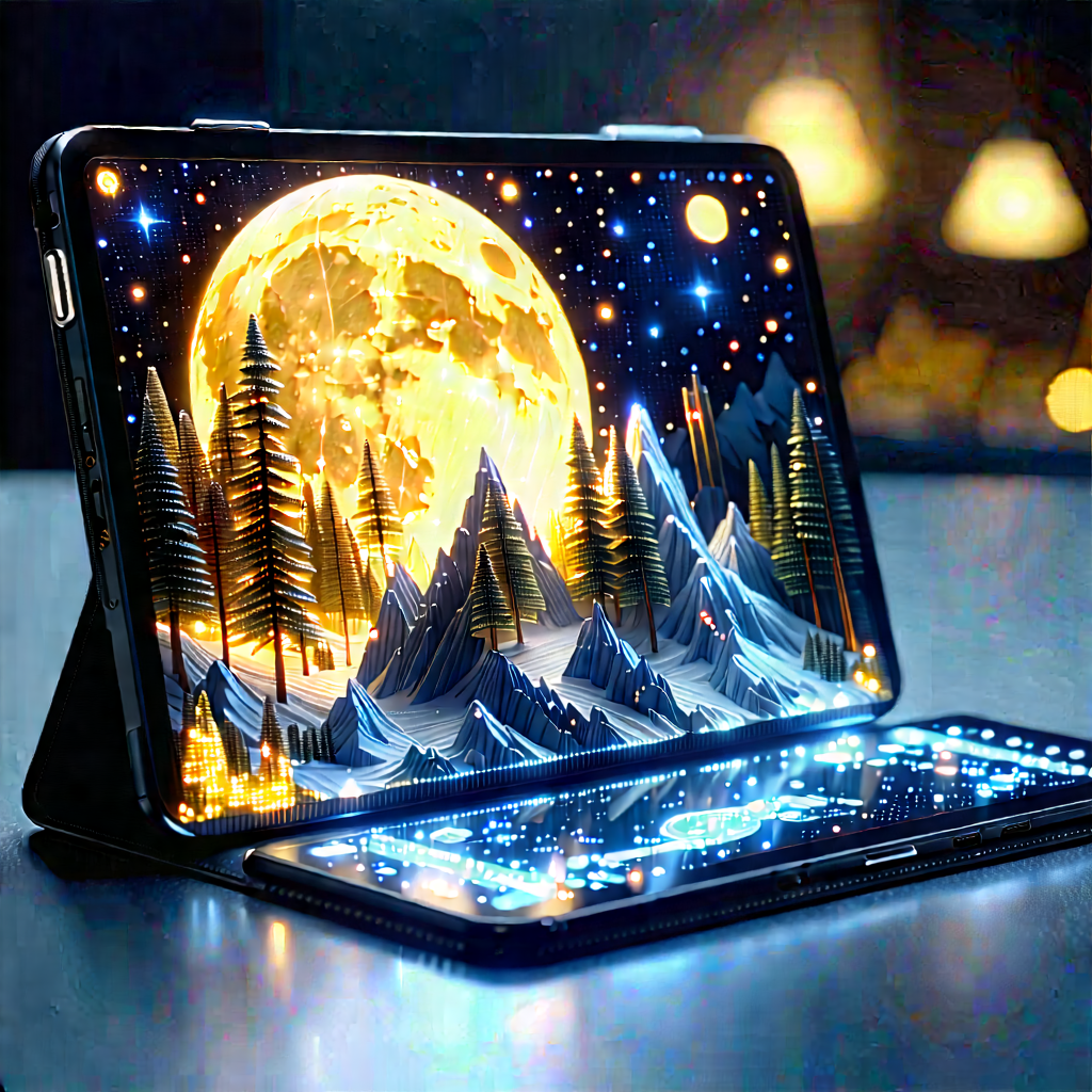 Tablet With Glowing Screen With Tablet Computer