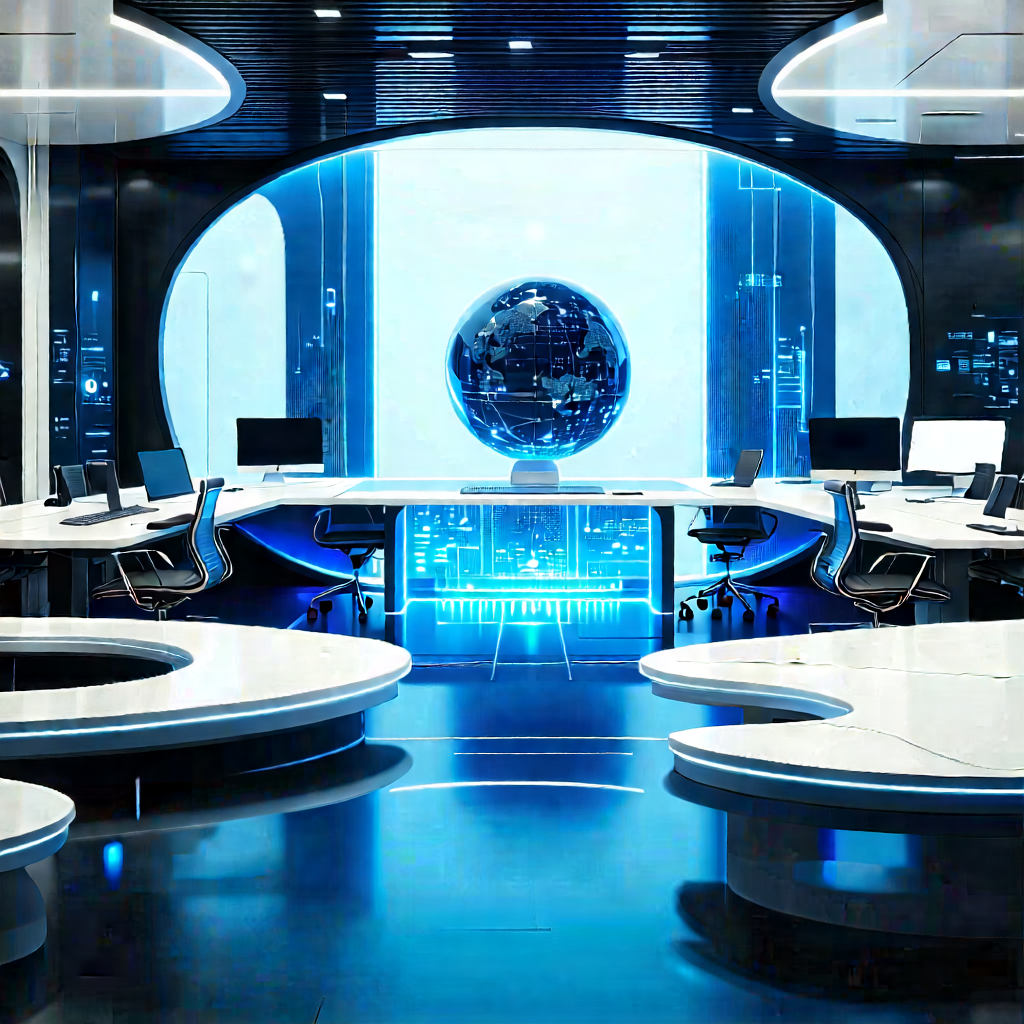(futuristic:1.25) Tech Startup Office With Futuristic Office