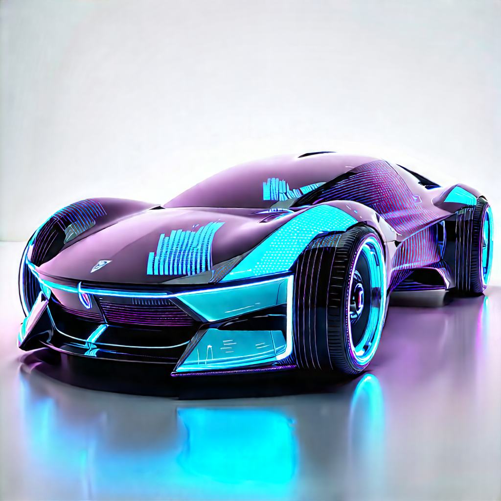 Innovative Electric Vehicle Design With Futuristic, Purple