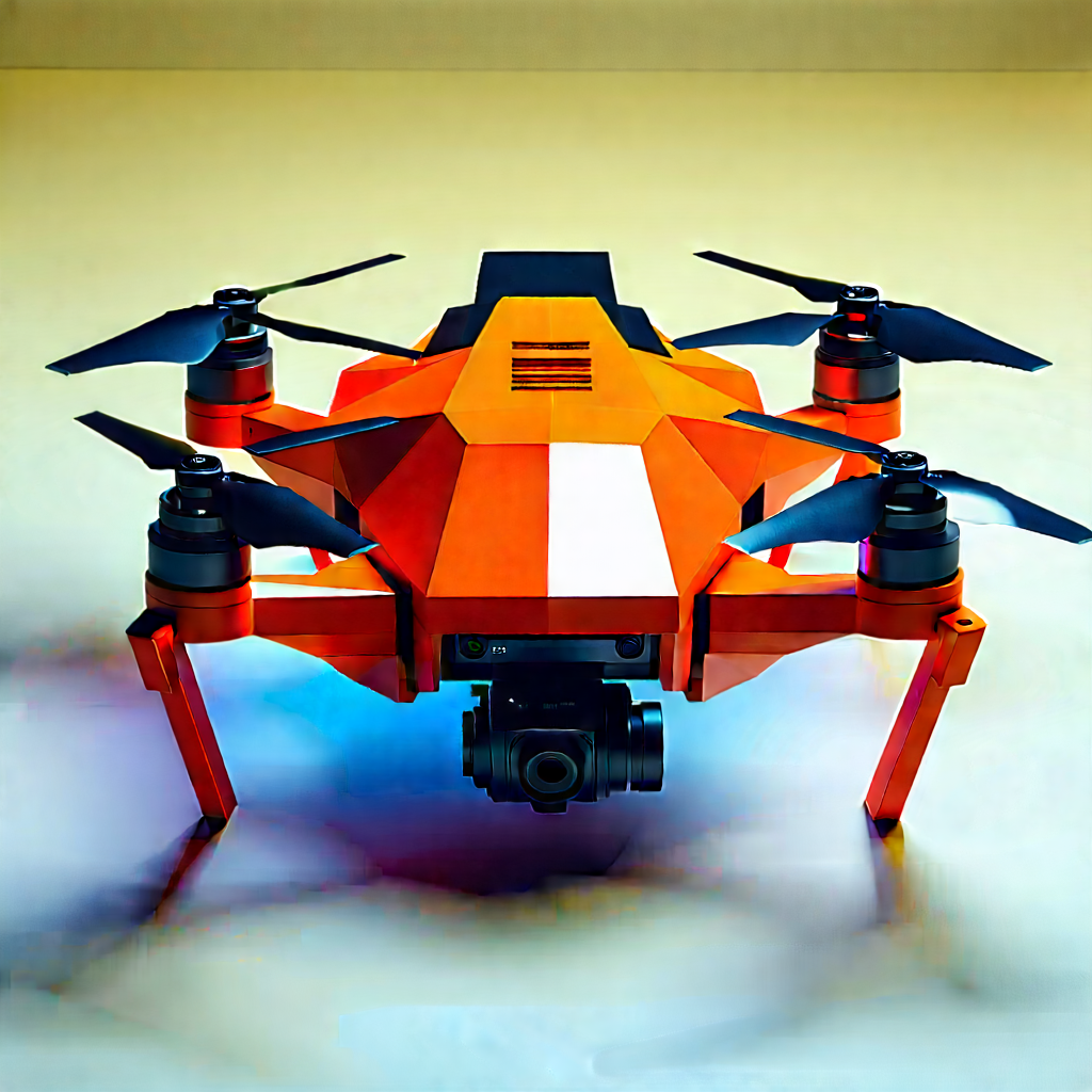 Drone With Data Visualization With Small Orange