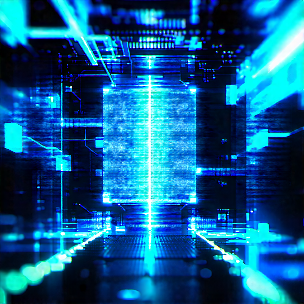 Quantum Computer With Blue Light (glow:1.28) With Image, There